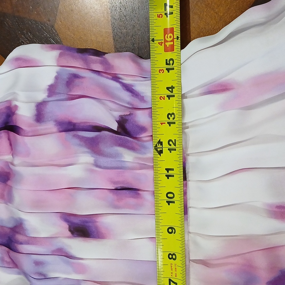 Jennifer‎ Lopez Pink and Purple Abstract Floral Dress Size 8  Sleeveless Pleated - Picture 7 of 10